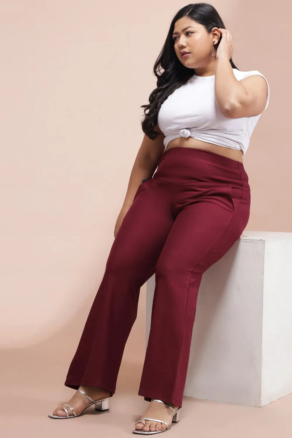 Maroon Tummy Shaper Bell Bottom