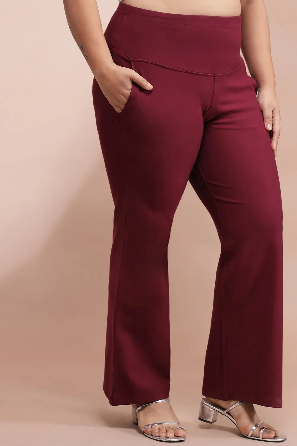 Maroon Tummy Shaper Bell Bottom