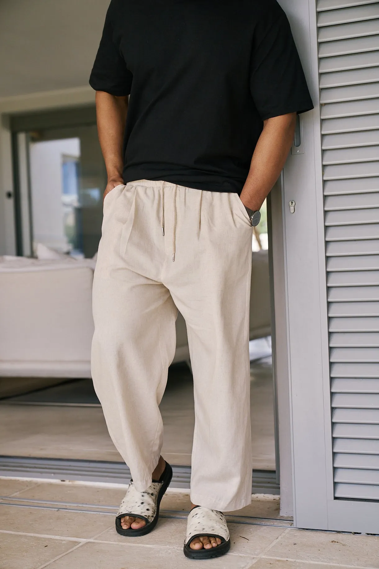 Mens Oversized Drop Pants | Natural