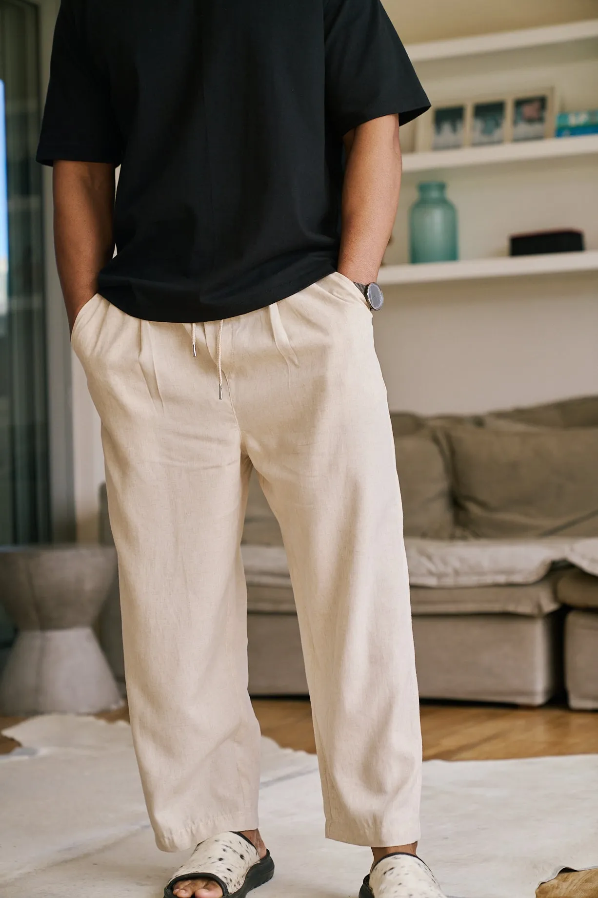 Mens Oversized Drop Pants | Natural