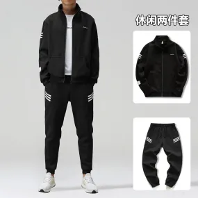 New sports suit male standing open shirt outer casing pants fashion casual set of simple spring men's clothing