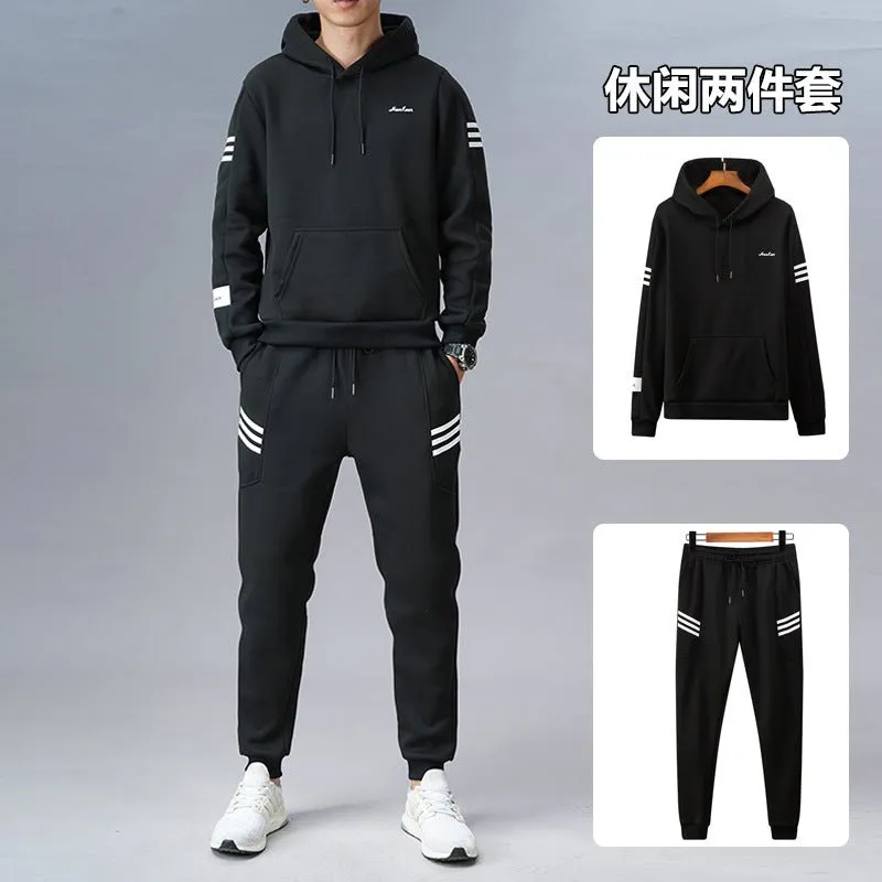 New sports suit male standing open shirt outer casing pants fashion casual set of simple spring men's clothing