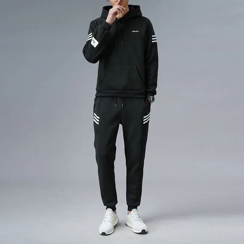 New sports suit male standing open shirt outer casing pants fashion casual set of simple spring men's clothing