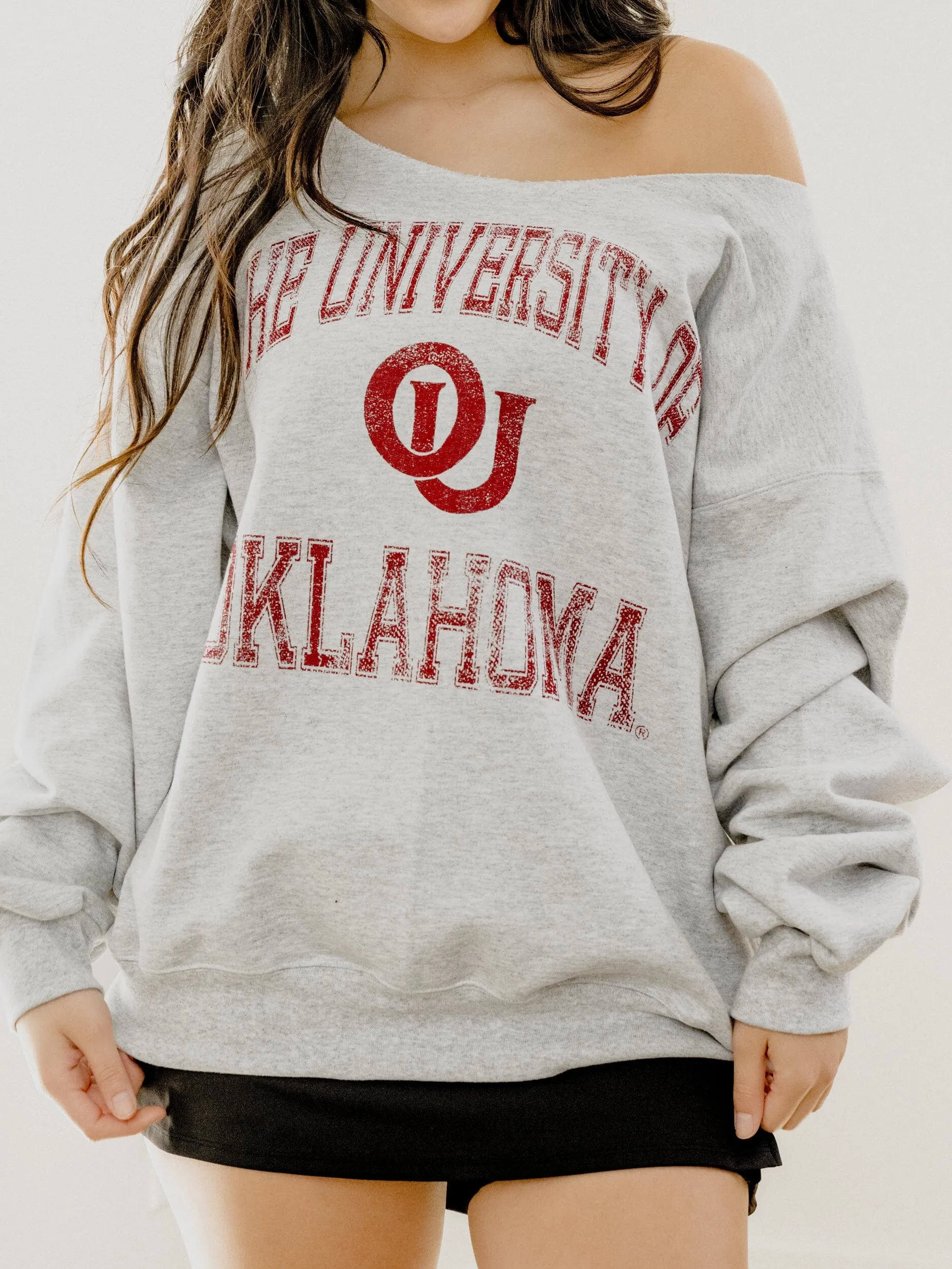 OU Sooners Vintage Sport Ash Gray Flashdance Sweatshirt