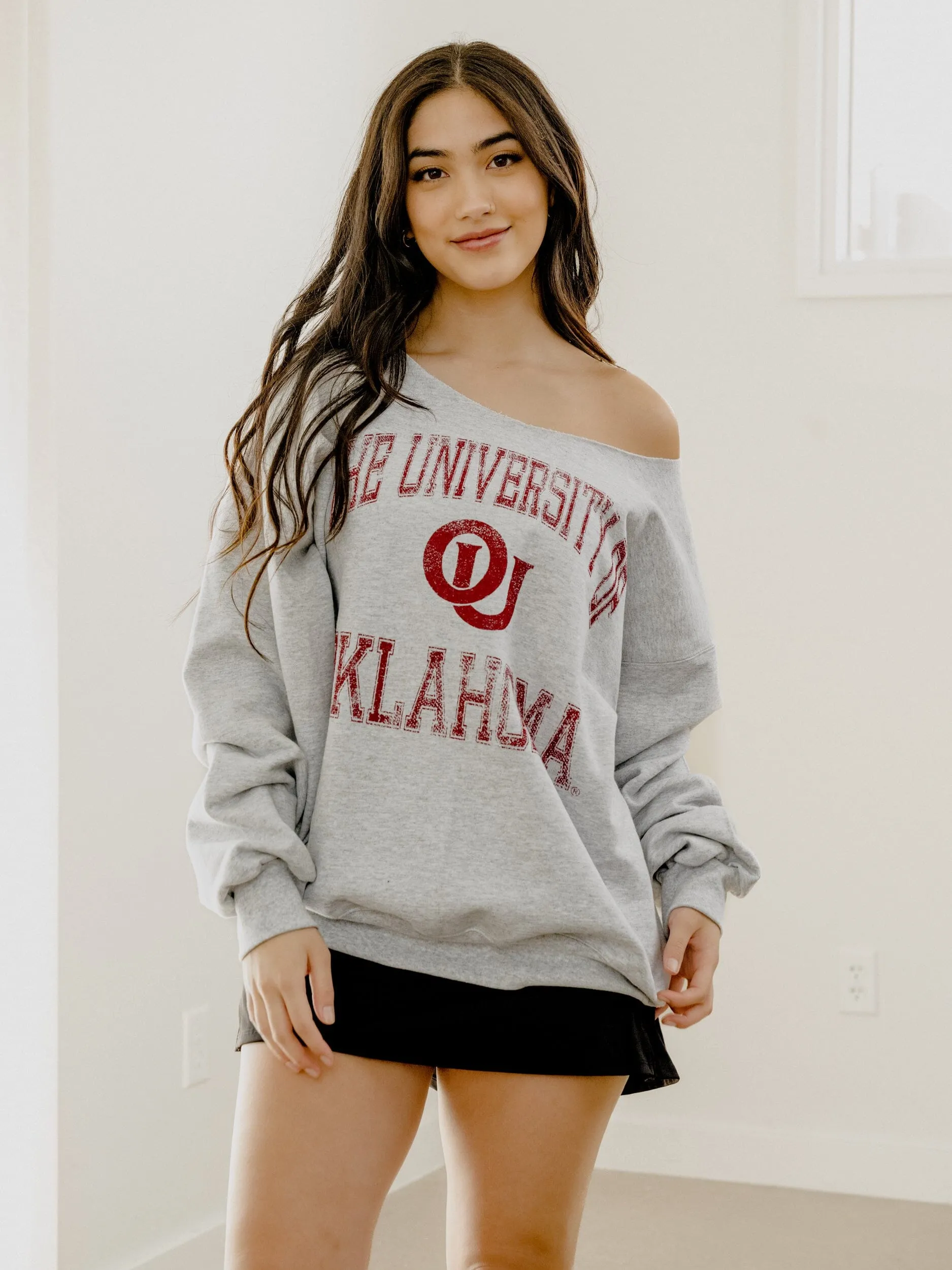 OU Sooners Vintage Sport Ash Gray Flashdance Sweatshirt