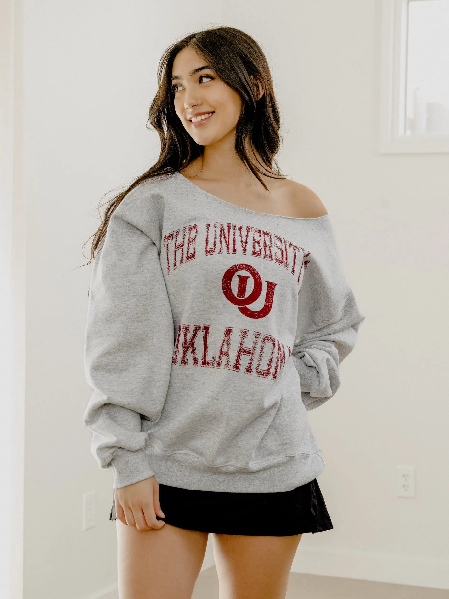 OU Sooners Vintage Sport Ash Gray Flashdance Sweatshirt