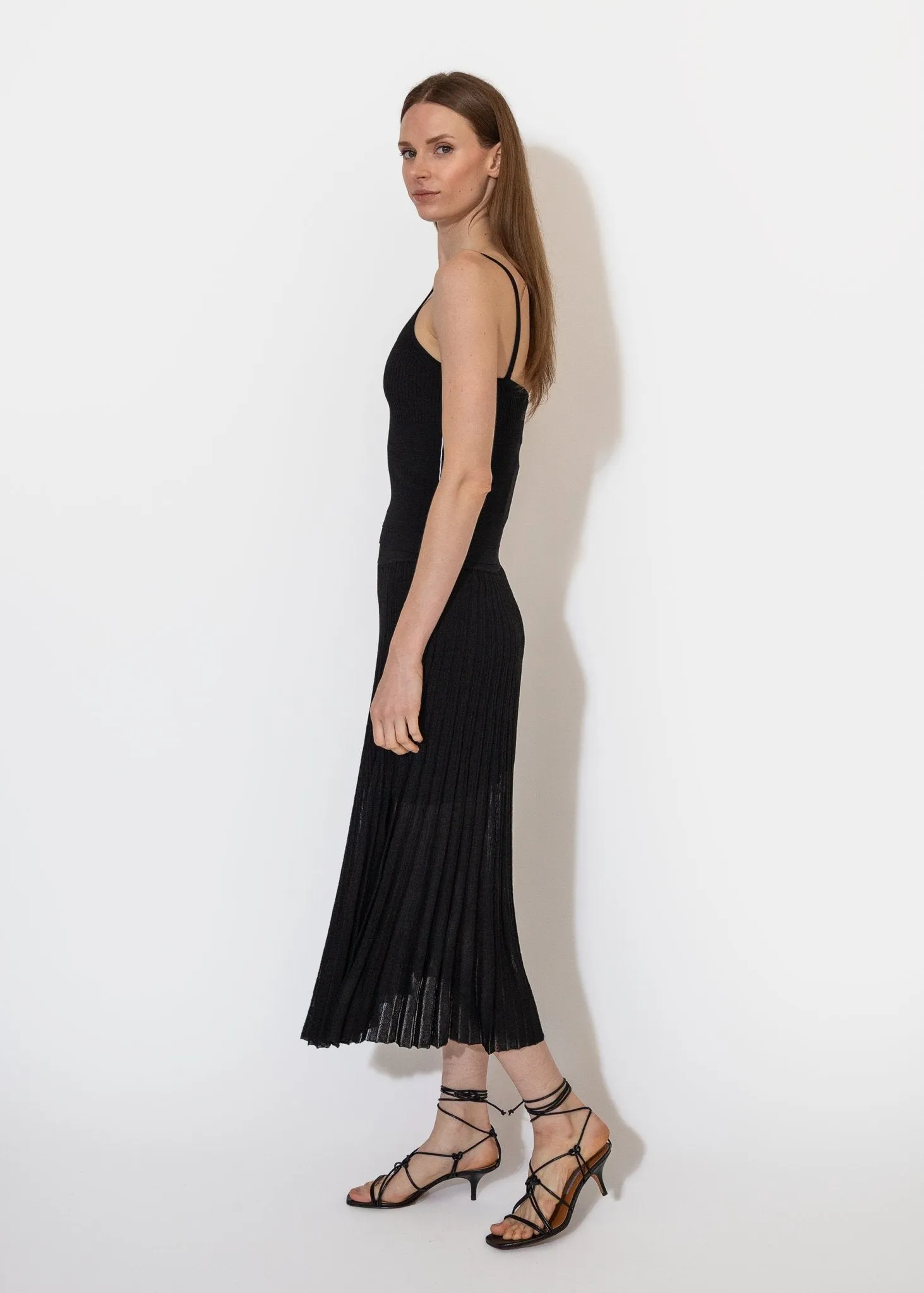 Sheer Pleat Skirt Black