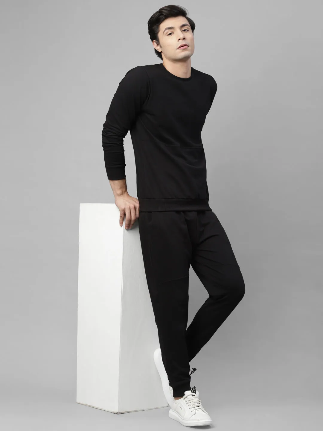 Solid Round Neck Terry Track Suit